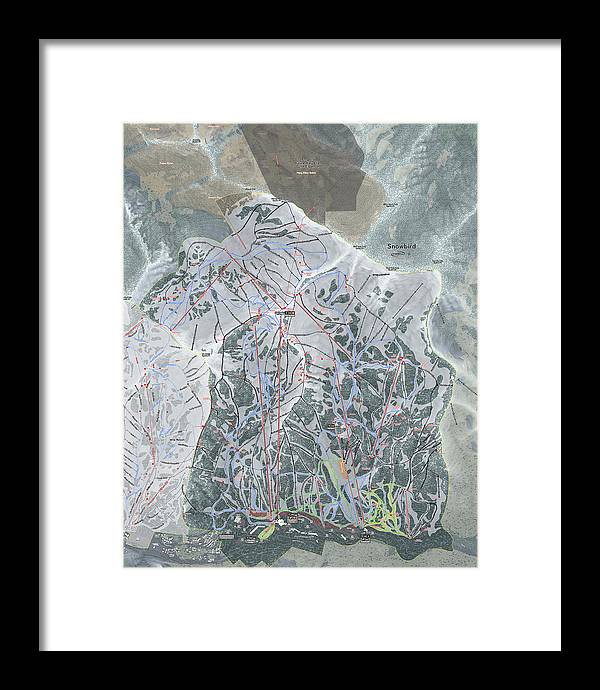 Snowbird, Utah Ski Trail Map - Framed Print - Powderaddicts