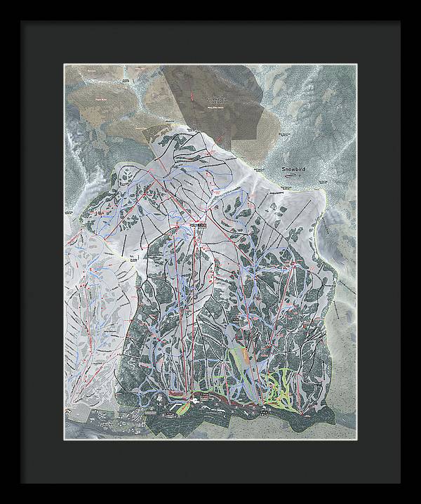 Snowbird, Utah Ski Trail Map - Framed Print - Powderaddicts