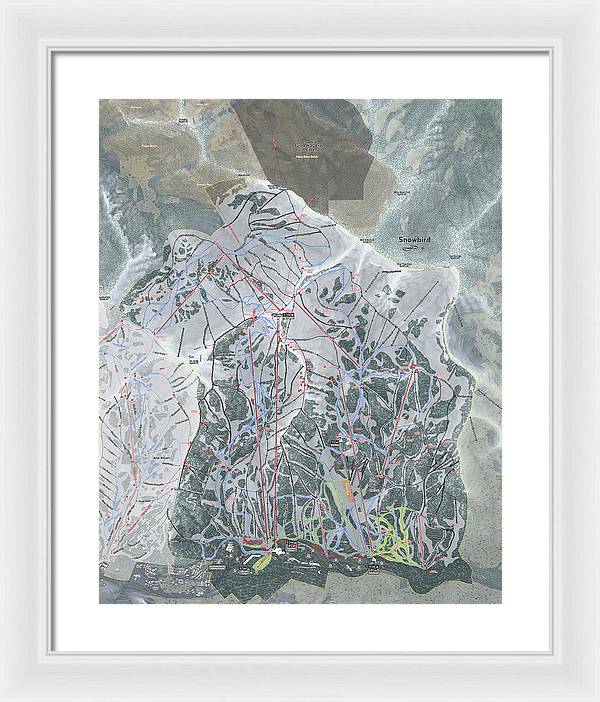 Snowbird, Utah Ski Trail Map - Framed Print - Powderaddicts