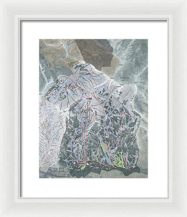 Snowbird, Utah Ski Trail Map - Framed Print - Powderaddicts
