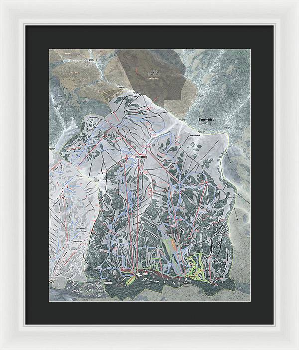 Snowbird, Utah Ski Trail Map - Framed Print - Powderaddicts