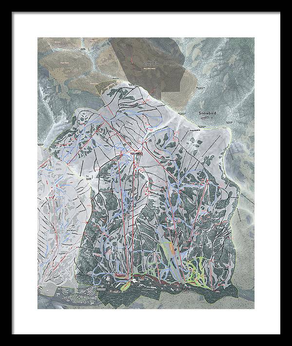 Snowbird, Utah Ski Trail Map - Framed Print - Powderaddicts