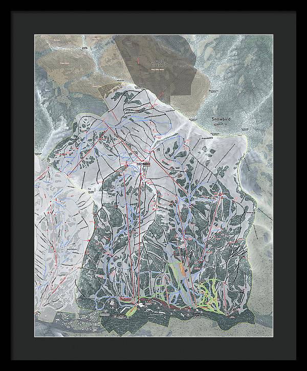 Snowbird, Utah Ski Trail Map - Framed Print - Powderaddicts