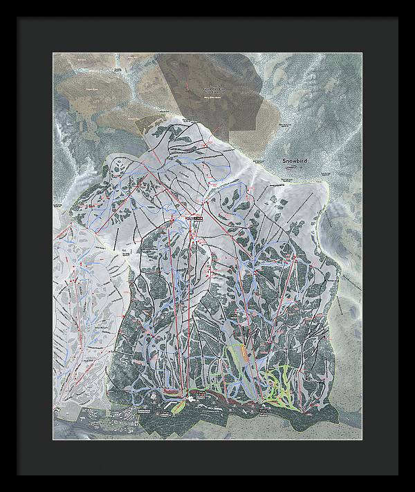 Snowbird, Utah Ski Trail Map - Framed Print - Powderaddicts