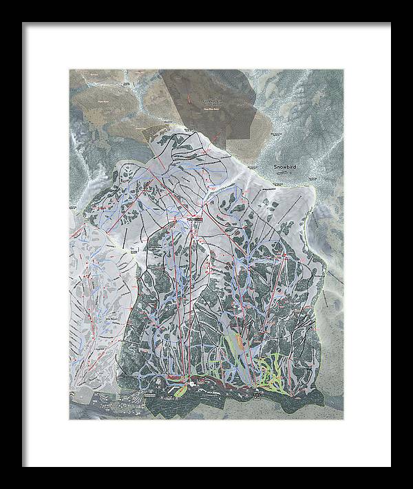 Snowbird, Utah Ski Trail Map - Framed Print - Powderaddicts