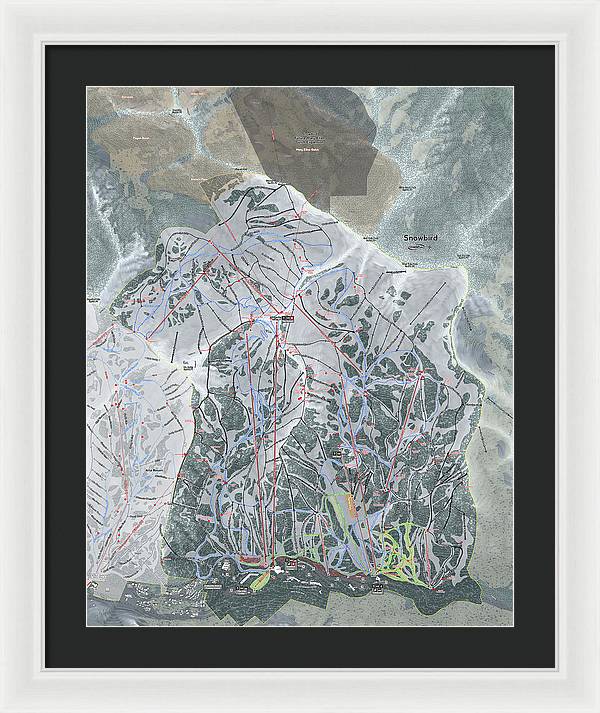 Snowbird, Utah Ski Trail Map - Framed Print - Powderaddicts