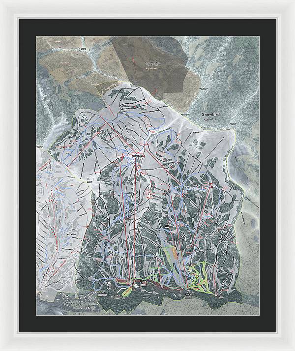 Snowbird, Utah Ski Trail Map - Framed Print - Powderaddicts