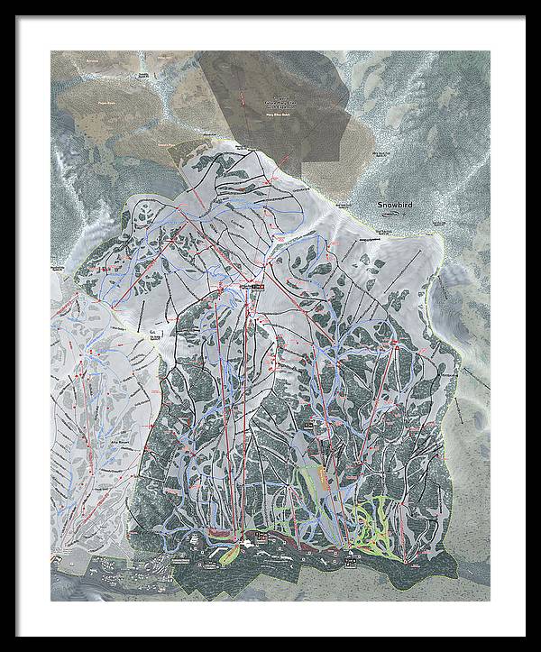 Snowbird, Utah Ski Trail Map - Framed Print - Powderaddicts