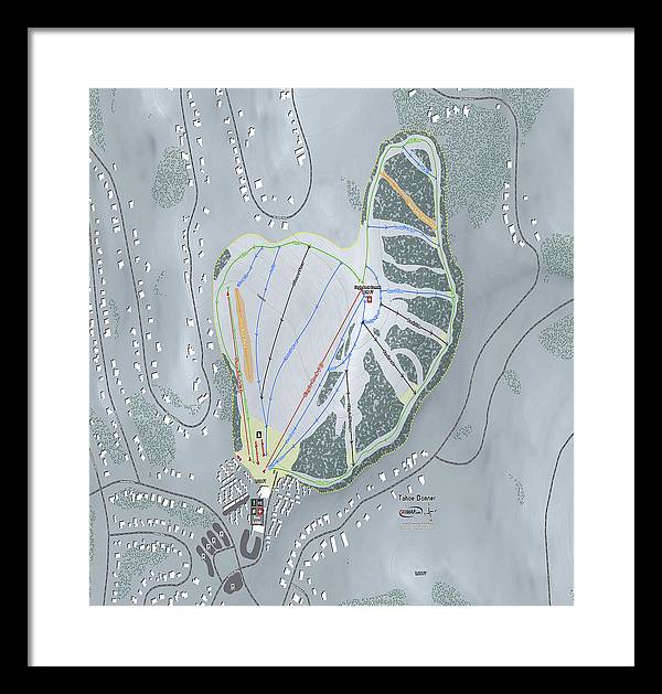 Tahoe Donner Ski Trail Map - Framed Print - Powderaddicts