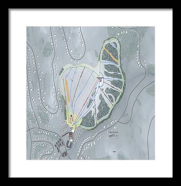 Tahoe Donner Ski Trail Map - Framed Print - Powderaddicts