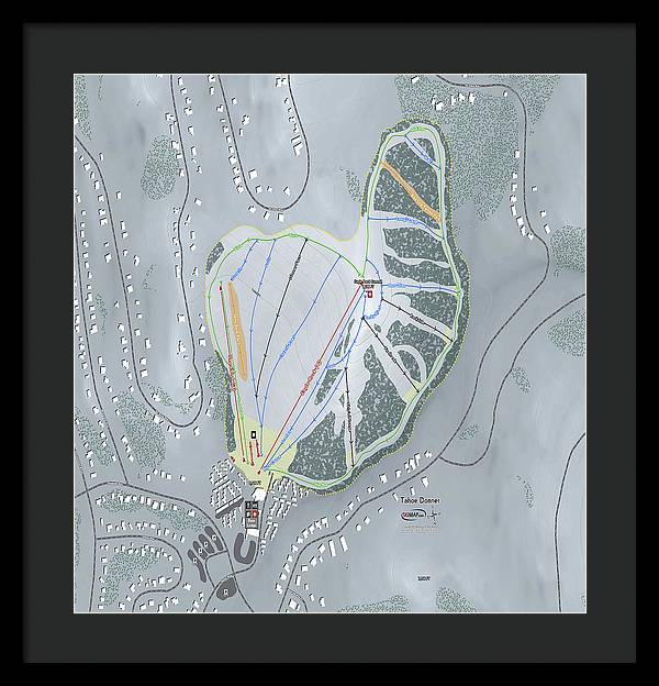 Tahoe Donner Ski Trail Map - Framed Print - Powderaddicts