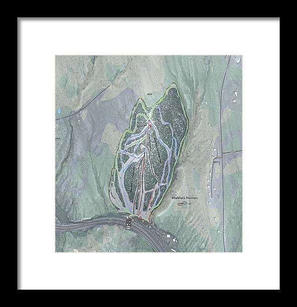 Whaleback Mountain Ski Trail Map - Framed Print - Powderaddicts