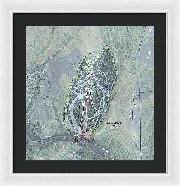 Whaleback Mountain Ski Trail Map - Framed Print - Powderaddicts