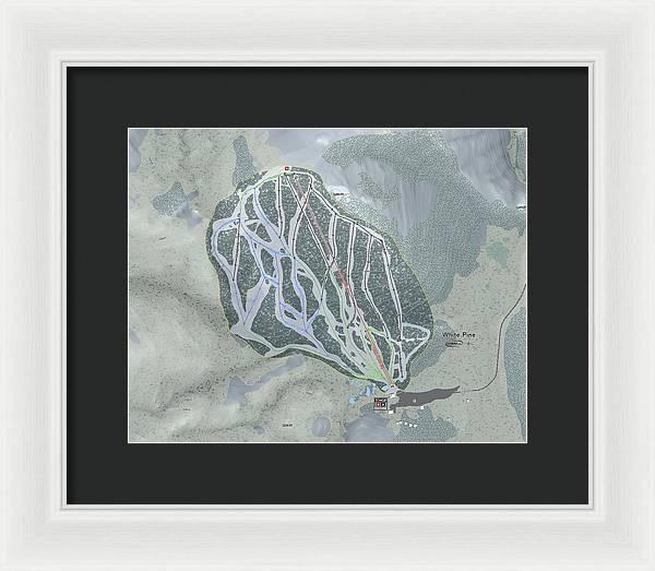 White Pine Ski Trail Map - Framed Print - Powderaddicts