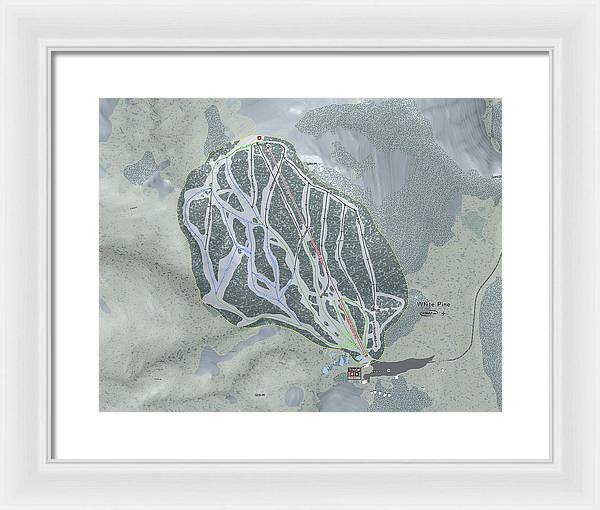 White Pine Ski Trail Map - Framed Print - Powderaddicts