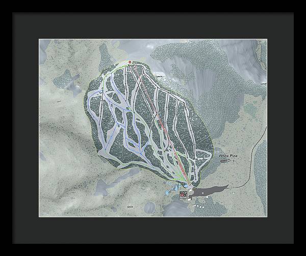 White Pine Ski Trail Map - Framed Print - Powderaddicts