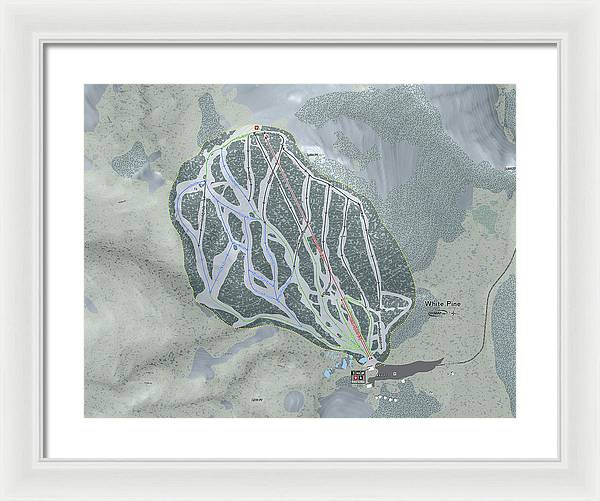 White Pine Ski Trail Map - Framed Print - Powderaddicts