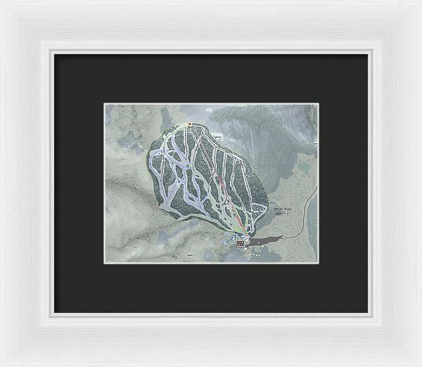 White Pine Ski Trail Map - Framed Print - Powderaddicts