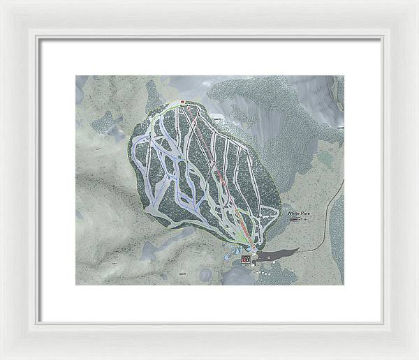 White Pine Ski Trail Map - Framed Print - Powderaddicts