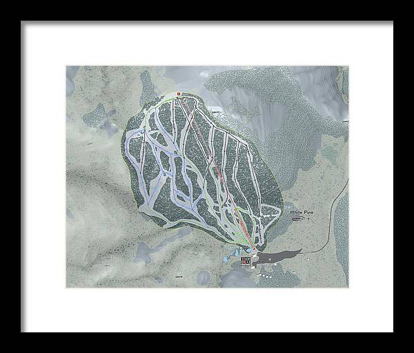 White Pine Ski Trail Map - Framed Print - Powderaddicts
