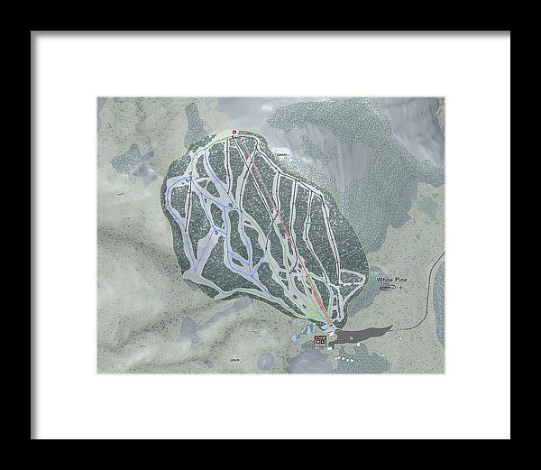 White Pine Ski Trail Map - Framed Print - Powderaddicts
