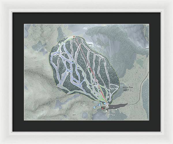White Pine Ski Trail Map - Framed Print - Powderaddicts