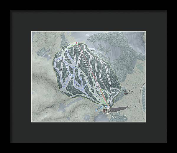White Pine Ski Trail Map - Framed Print - Powderaddicts
