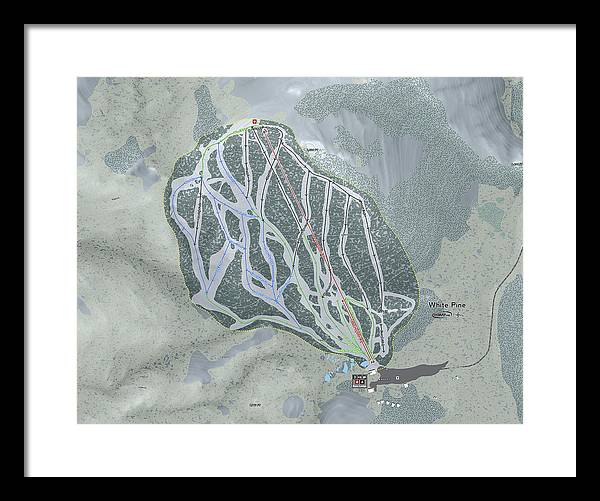 White Pine Ski Trail Map - Framed Print - Powderaddicts