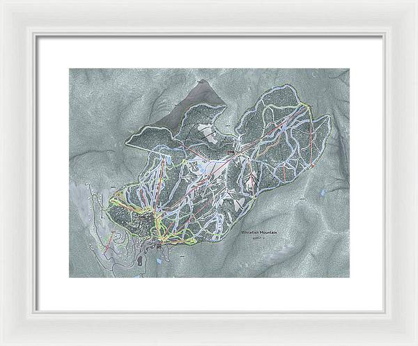 Whitefish Ski Trail Map - Framed Print - Powderaddicts