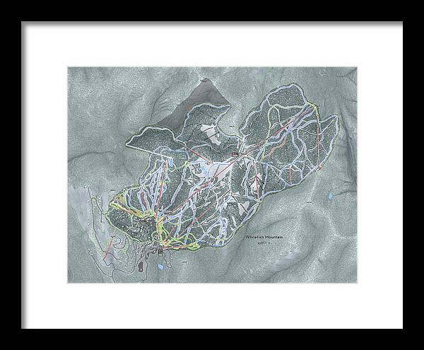 Whitefish Ski Trail Map - Framed Print - Powderaddicts
