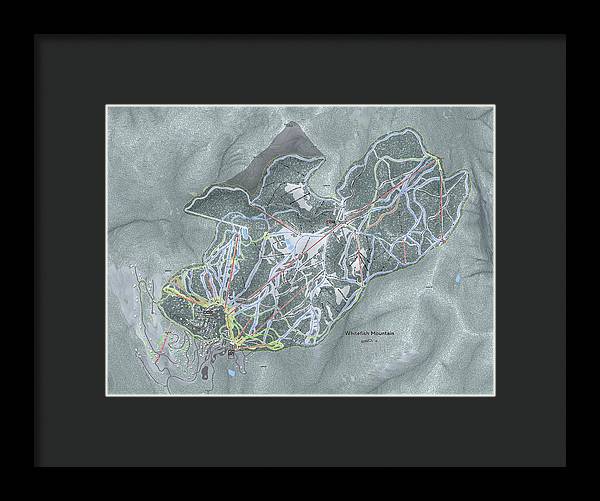 Whitefish Ski Trail Map - Framed Print - Powderaddicts