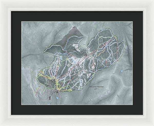 Whitefish Ski Trail Map - Framed Print - Powderaddicts