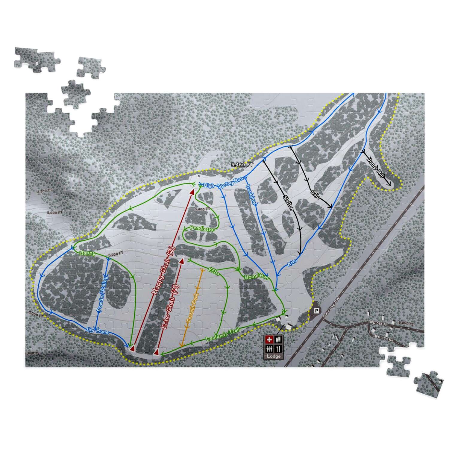 Spout Springs Oregon Ski Trail Map Puzzle - Powderaddicts