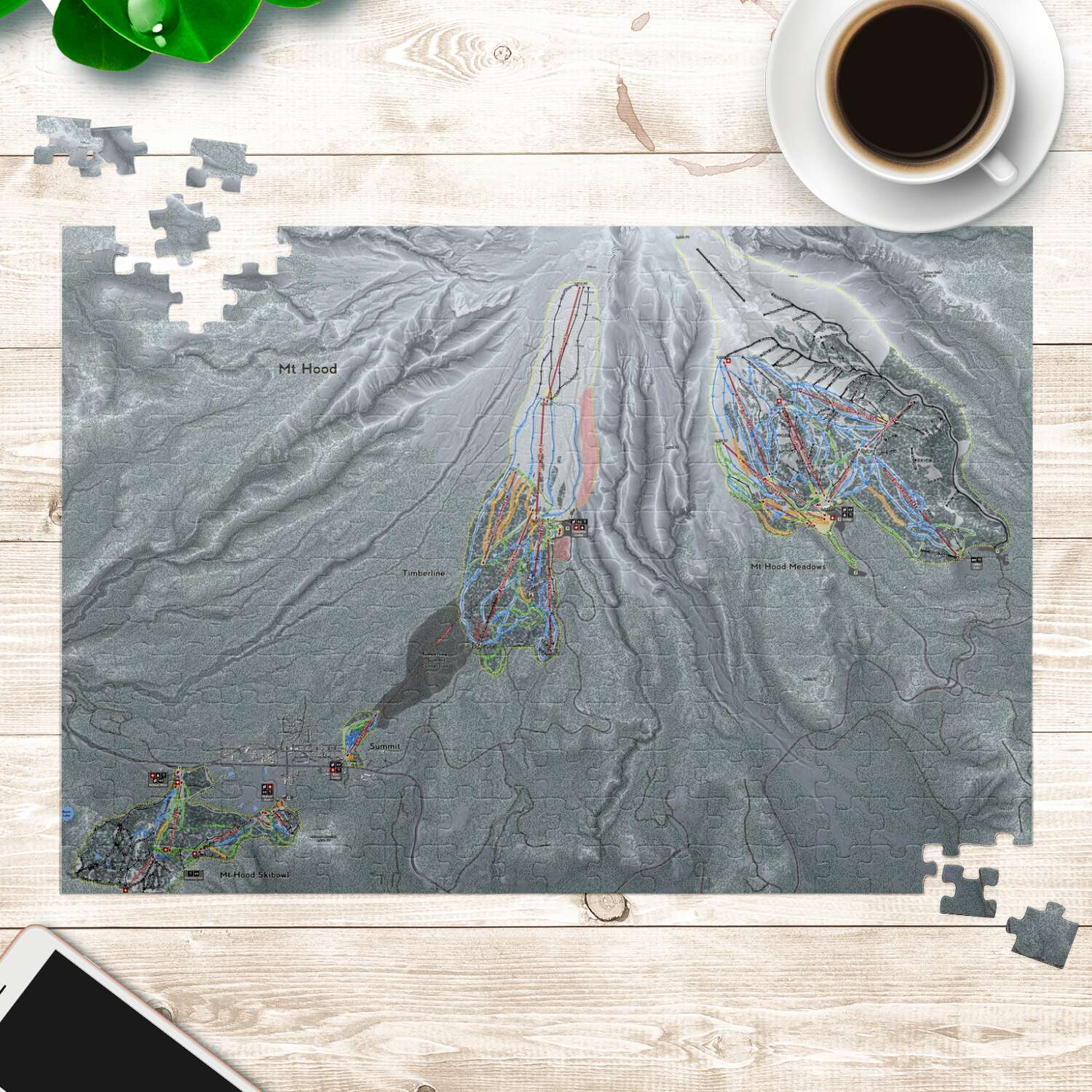 Mt Hood Oregon Ski Trail Map Puzzle - Powderaddicts