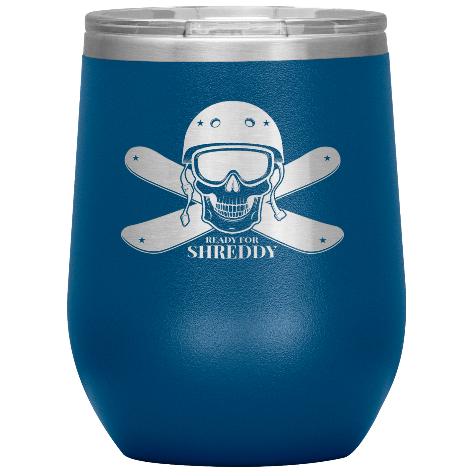 Ready For Shreddy Skeleton Skis Wine 12oz Tumbler - Powderaddicts