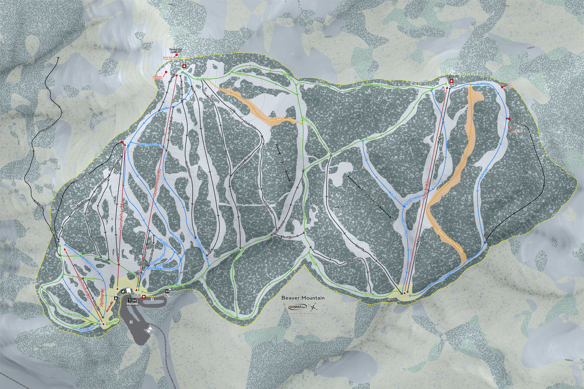 Beaver Mountain Utah Ski Resort Map Wall Art