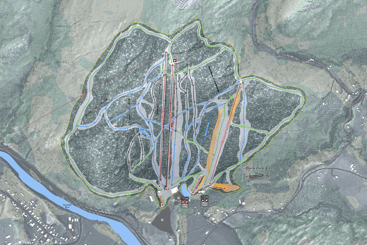 Berkshire East Massachusetts Ski Resort Map Wall Art