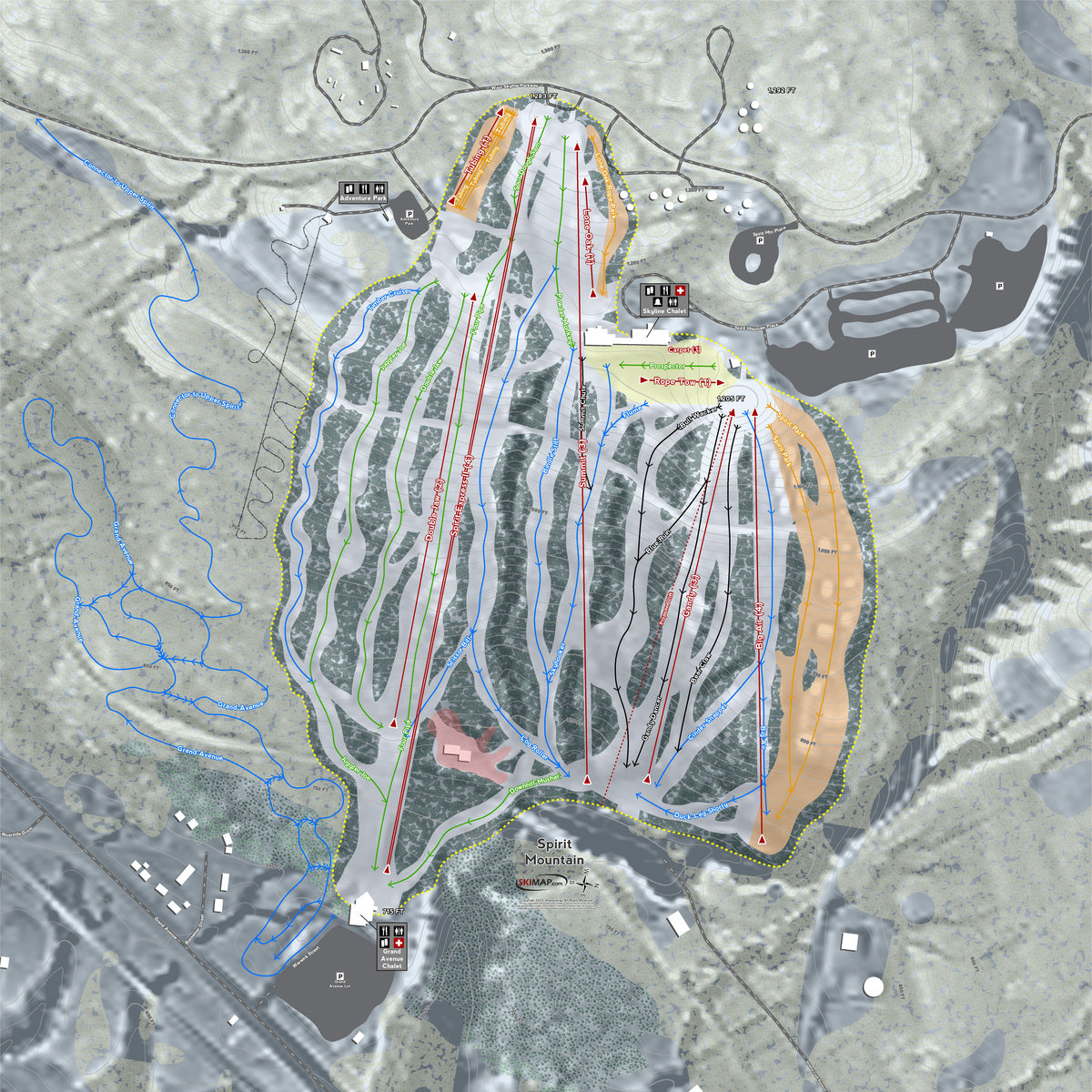 Spirit Mountain Minnesota Ski Resort Map Wall Art