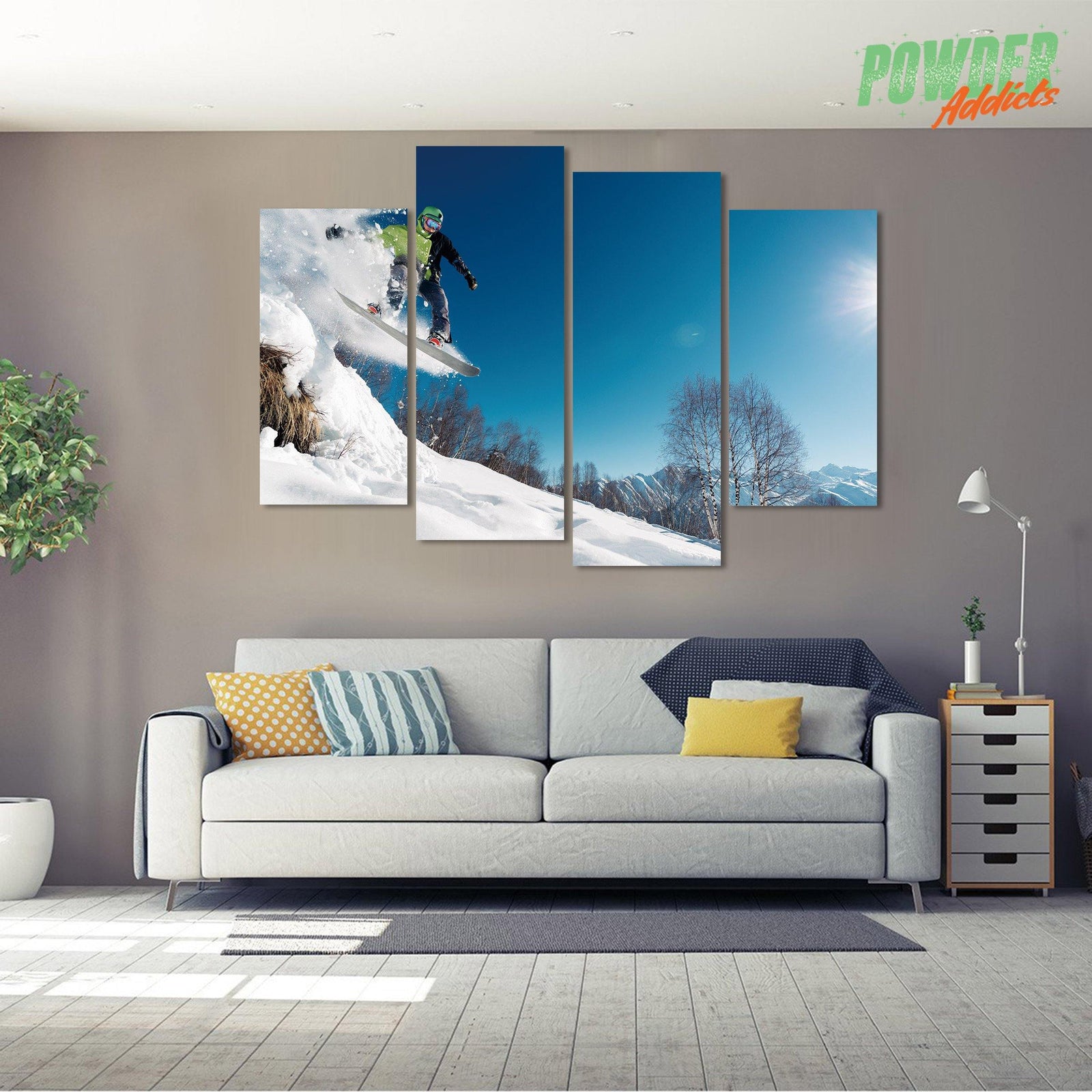 Snowboard Jump 4 Piece Canvas - Powderaddicts