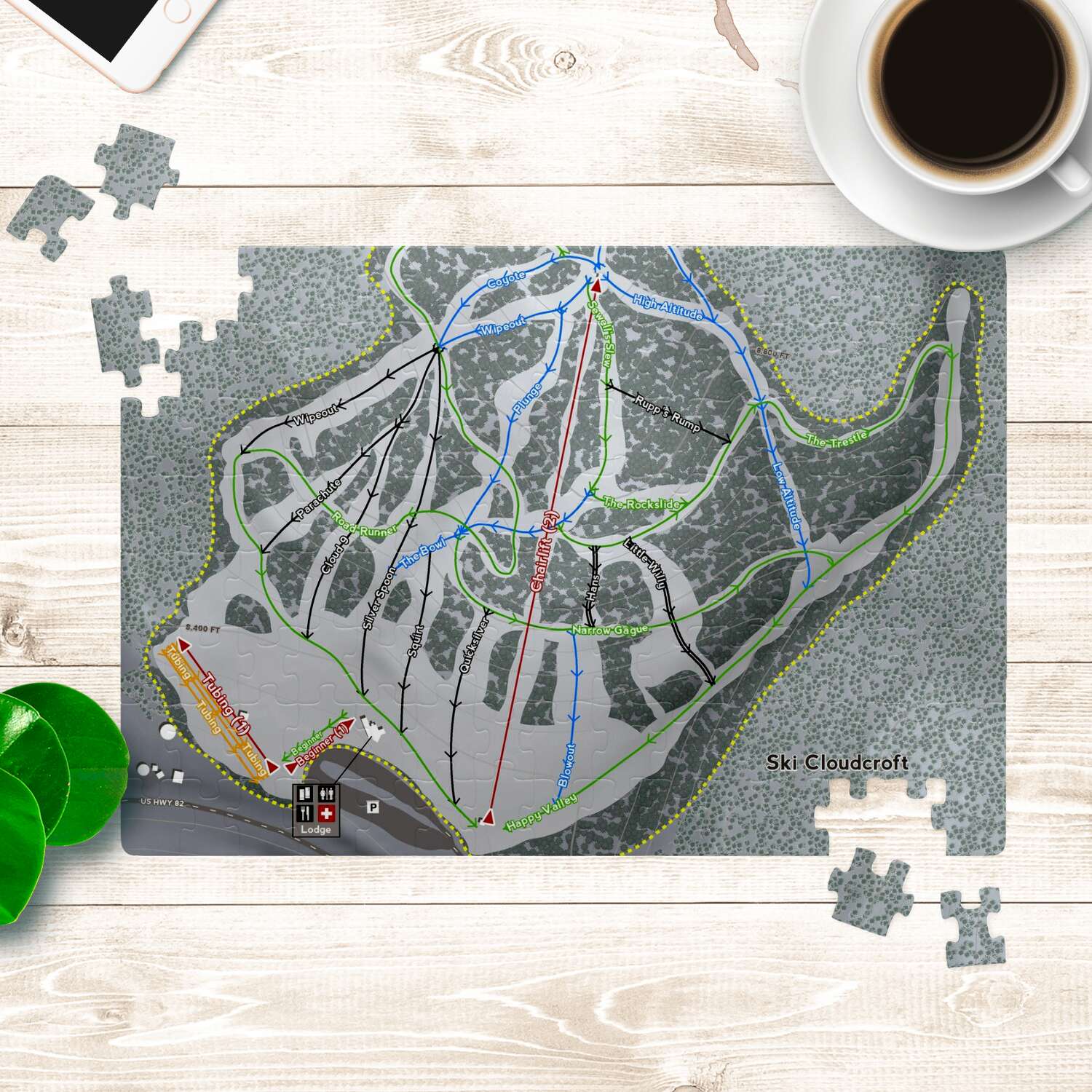 Ski Cloudcroft New Mexico Ski Trail Map Puzzle - Powderaddicts