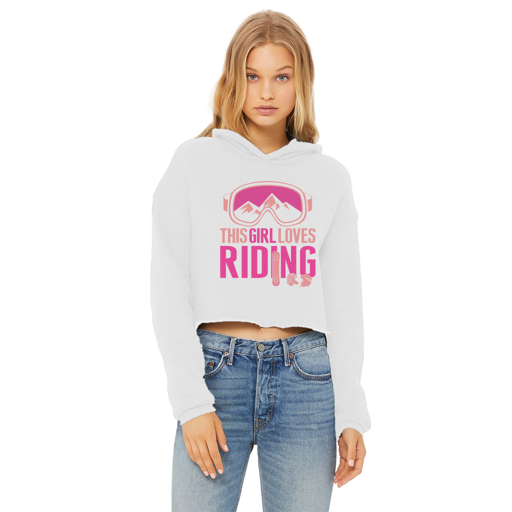 This Girl Loves Riding Ladies Cropped Raw Edge Hoodie - Powderaddicts