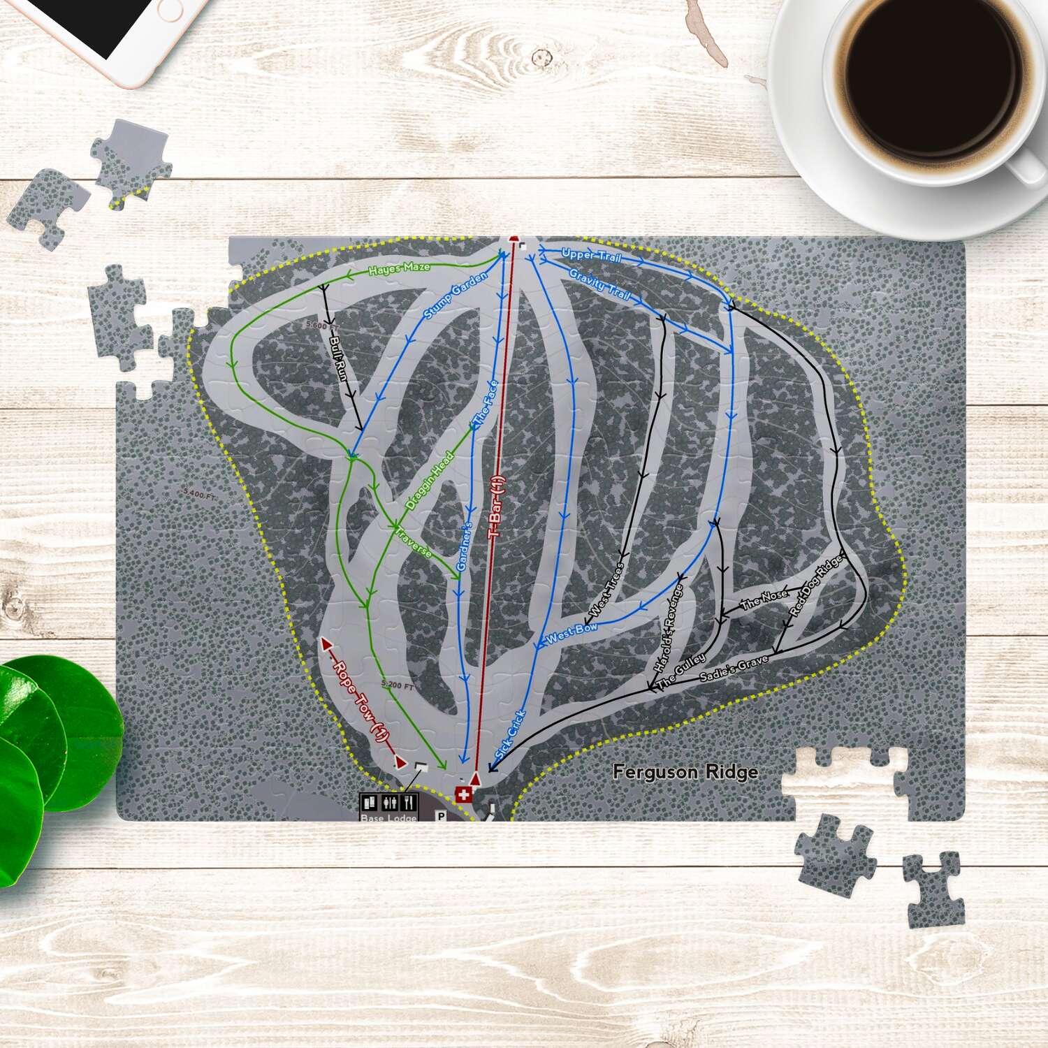Ferguson Ridge Oregon Ski Trail Map Puzzle - Powderaddicts