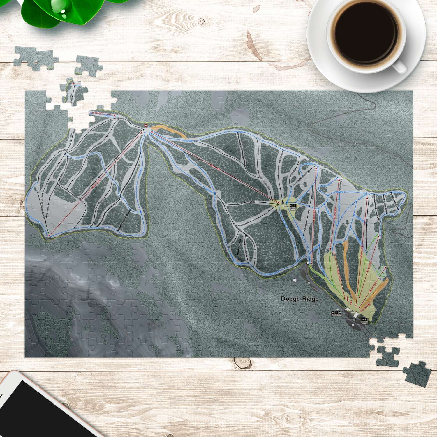 Dodge Ridge, California Ski Trail Map Puzzle - Powderaddicts