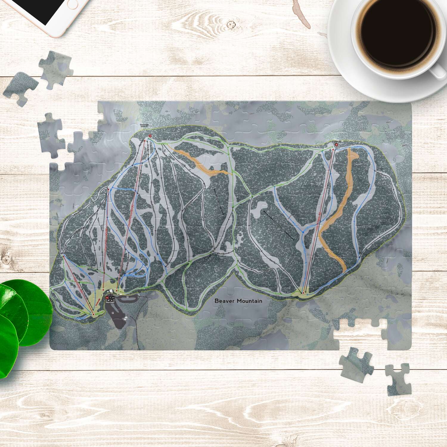 Beaver Mountain, Utah Ski Trail Map Puzzle - Powderaddicts