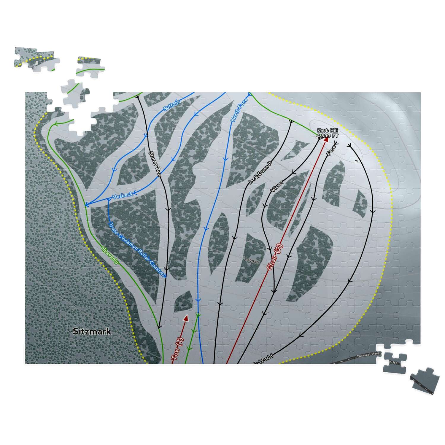 Sitz mark Washington Ski Map Resort Puzzle - Powderaddicts