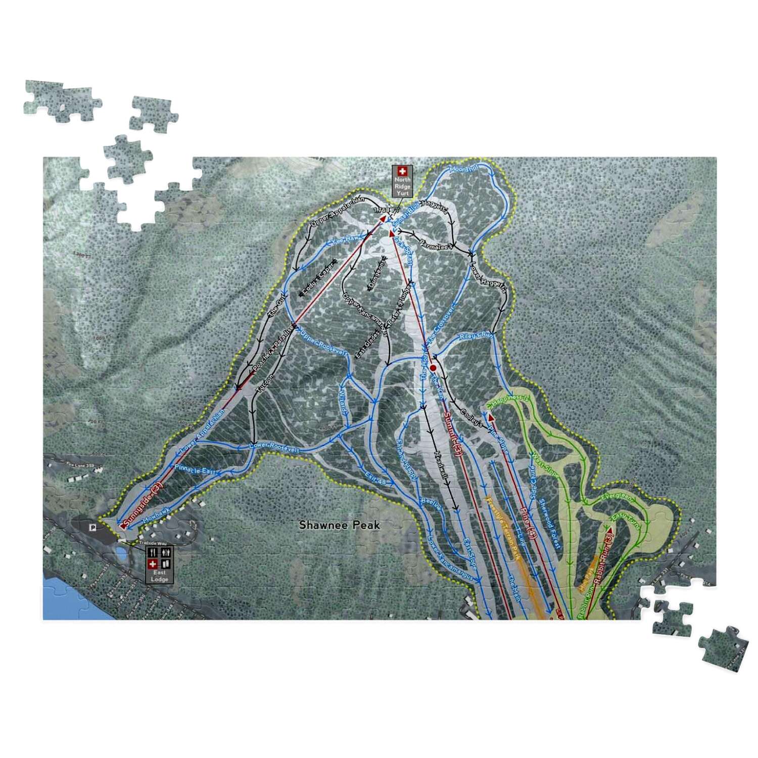 Shawnee Peak Maine Ski Trail Map Puzzle - Powderaddicts