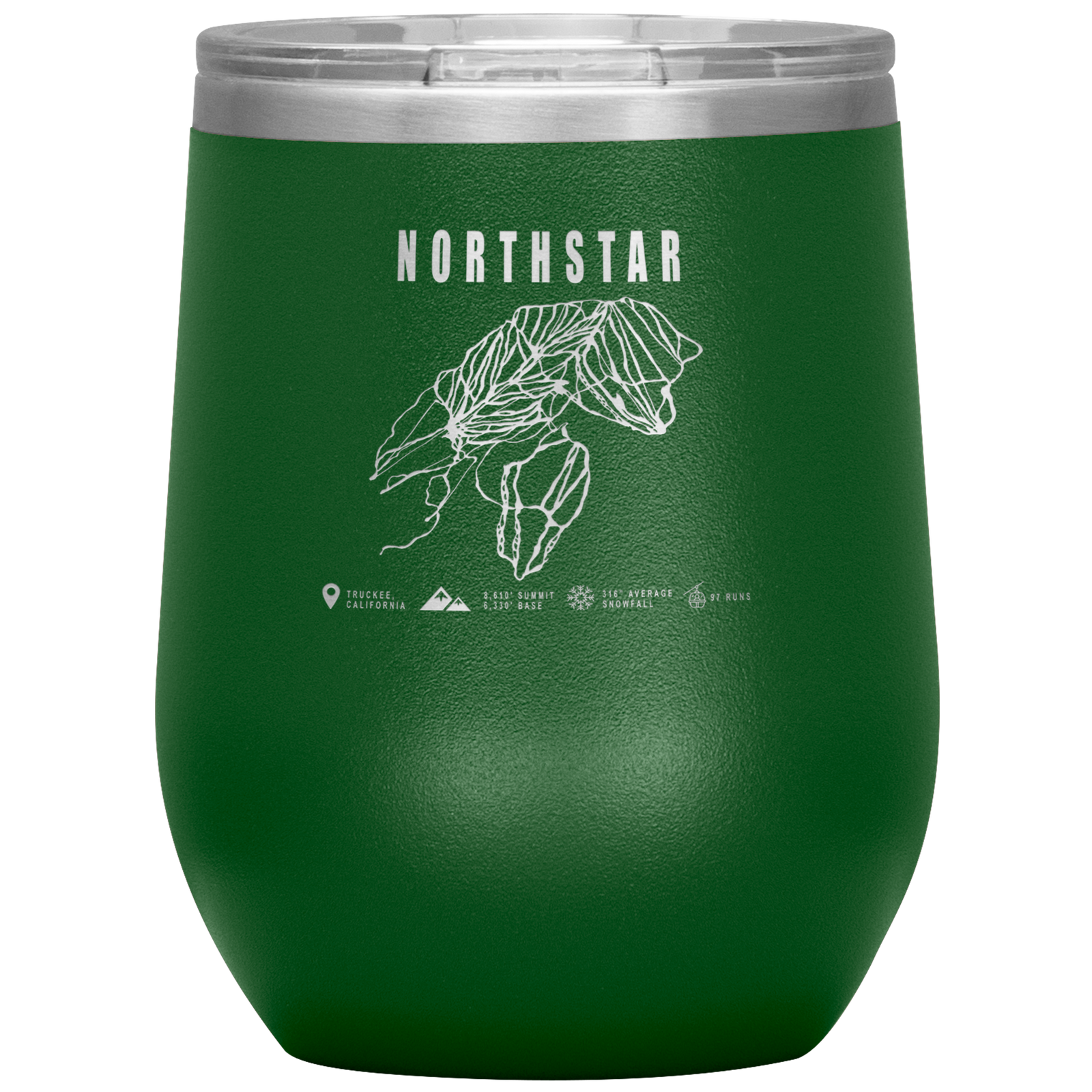 Northstar, California Ski Trail Map Wine 12oz Tumbler - Powderaddicts
