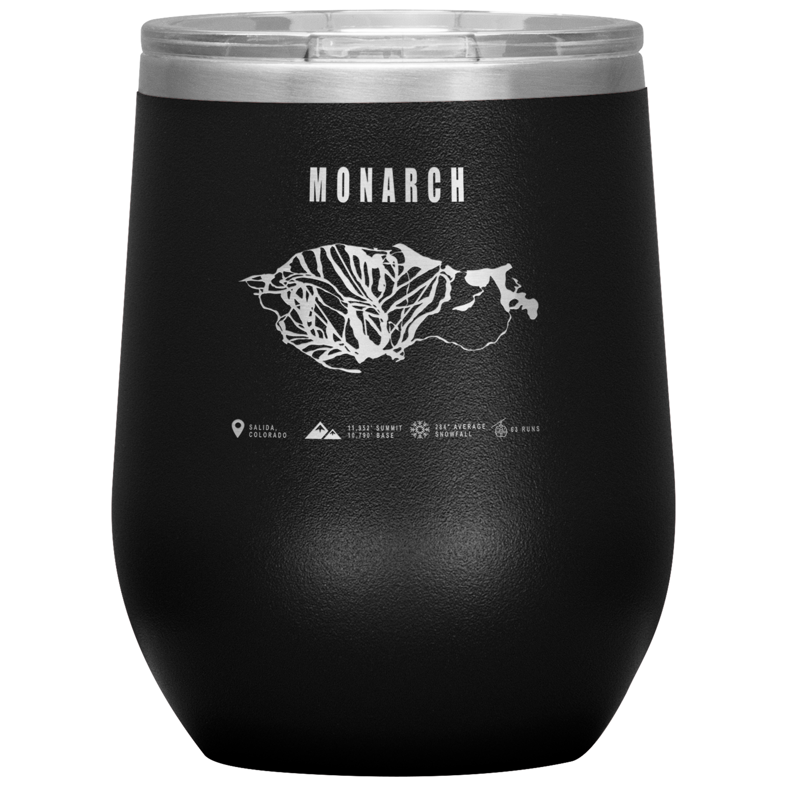 Monarch Colorado Ski Trail Map Wine 12oz Tumbler - Powderaddicts