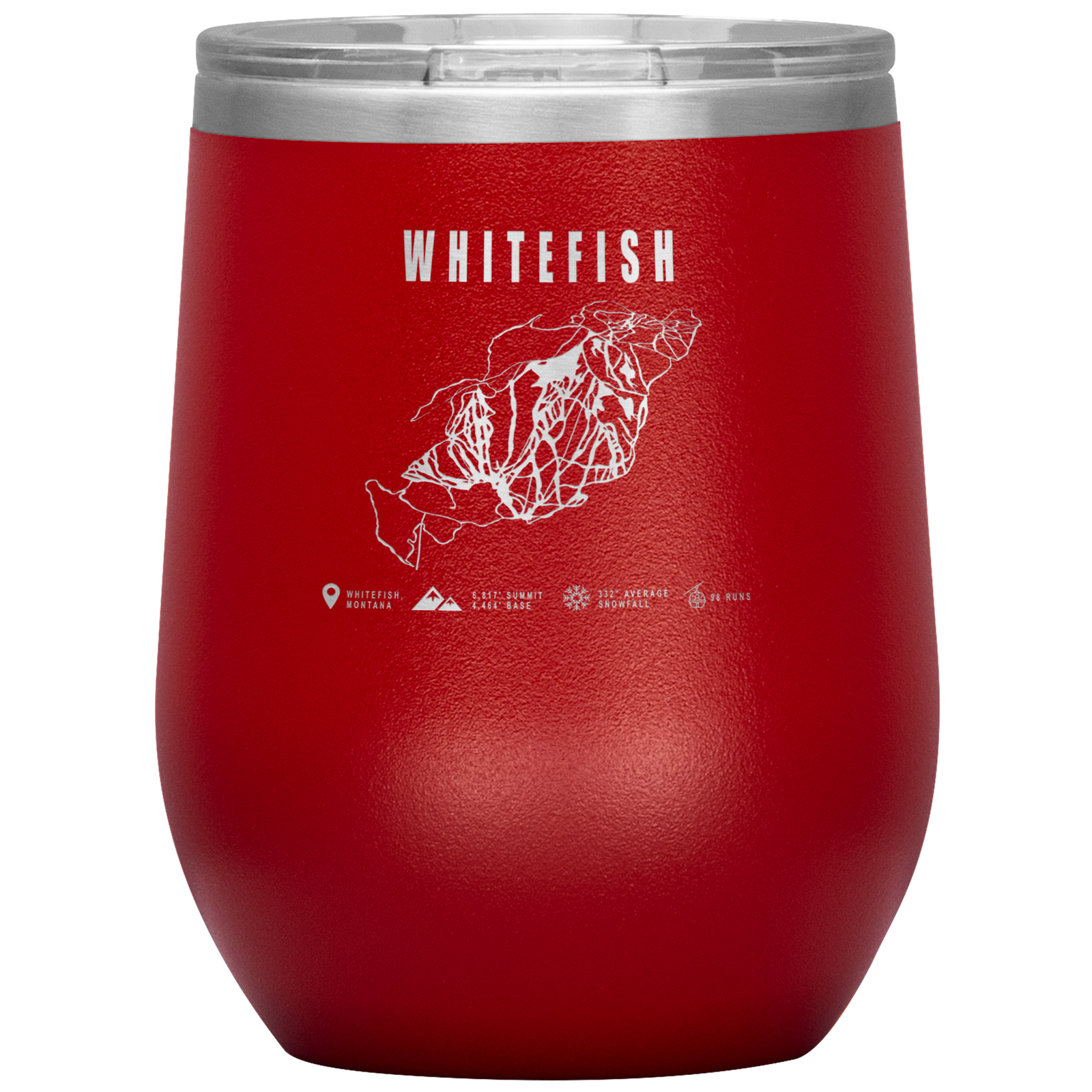 Whitefish Montana Ski Trail Map Wine 12oz Tumbler - Powderaddicts