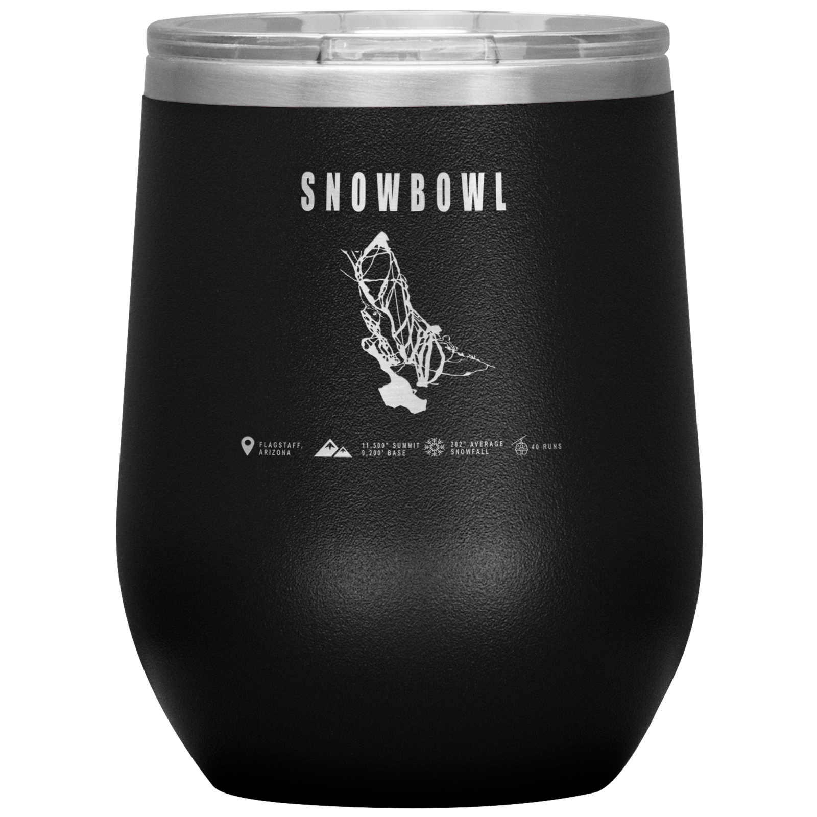 Snowbowl, Arizona Ski Trail Map Wine 12oz Tumbler - Powderaddicts
